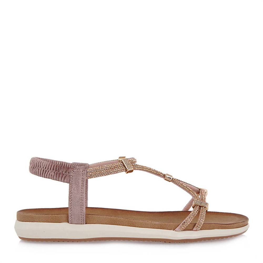 NEW EXE women's av3 flat sparkle sandal in soft pink
